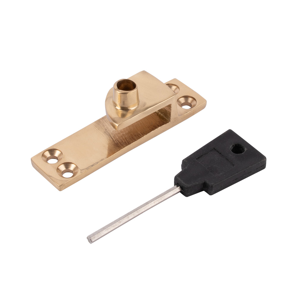 Sash Heritage Locking Keep for Straight Arm Fastener (Standard) - Polished Brass